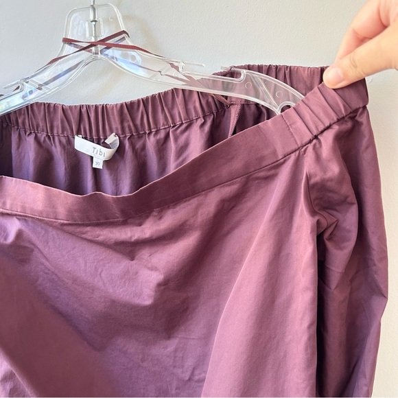 Tibi off shoulder plum tie sleeve chambray cotton mini dress - Picture 4 of 13